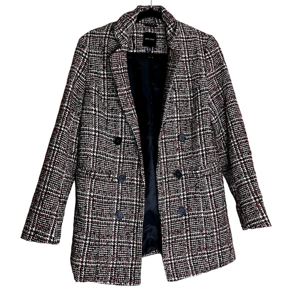 New Look Jacket Coat Blazer Women 2 Plaid lined Dark Academia Dressy Winter Fall